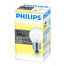 Лампа накал. Philips P45 E27 40W шар матовая 7412