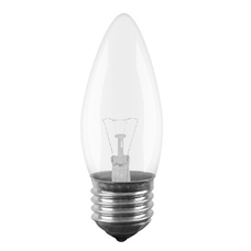 Лампа ДС 40W E27 (уп.100шт.) свеча прозрачная, цветная гофра (Калашниково)