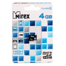 MicroSDHC  4Gb class4 MIREX без адаптера