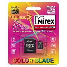 microSDHC  8GB class10 MIREX с адаптером