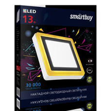 Smartbuy св-к накл. св/д13w(1040lm) 6500K 195x195x40мм желтый квадрат с подсветкой IP20 SBLSq1-DLB-1